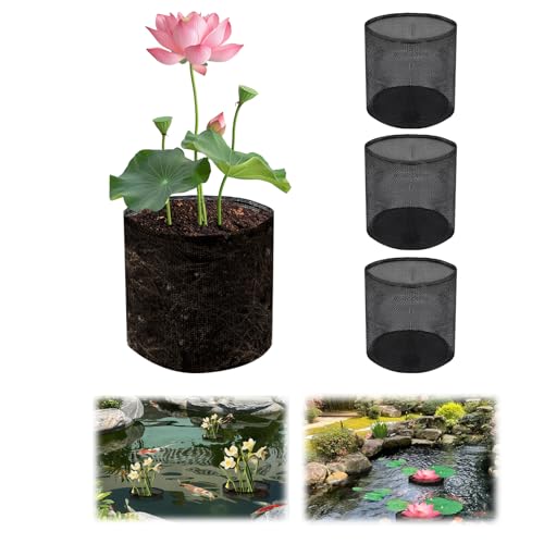 Teichpflanzenkörbe, Teichkorb Pflanzgefäß 4 Stück Netzschwimm-Atmungsaktive Pflanztaschen Wassersäcke für Pflanzen für Teichbepflanzung Innenbereich Garten Und Balkon (A) von TOWEBOORY