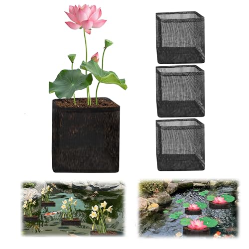 Teichpflanzenkörbe, Teichkorb Pflanzgefäß 4 Stück Netzschwimm-Atmungsaktive Pflanztaschen Wassersäcke für Pflanzen für Teichbepflanzung Innenbereich Garten Und Balkon (B) von TOWEBOORY
