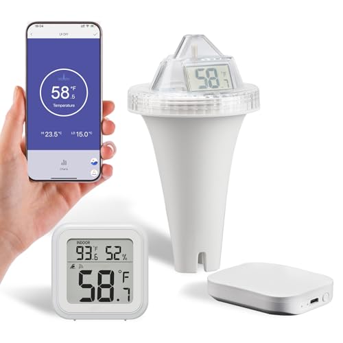 Wlan Pool Thermometer Kombinationsset mit WiFi Gateway Hub, Pool Thermometer Funk Schwimmende Digital Poolthermometer IP67 Wasserdicht mit APP Fernüberwachungund Großes LCD, Alarm, für Schwimmbäder Wlan Pool Thermometer Kombinationsset mit WiFi Gateway Hub, Pool Thermometer Funk Schwimmende Digital Poolthermometer IP67 Wasserdicht mit APP Fernüberwachungund Großes LCD, Alarm, für Schwimmbäder von TOWEBOORY