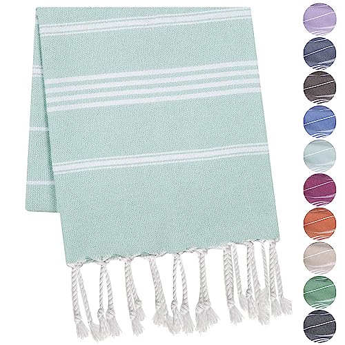 TOWELAND 90 X 45 cm kleines Handtuch Saunatuch 100% Baumwolle Strandtuch Strandhandtuch Hamamtuch (45 X 90, Aqua) von TOWELAND