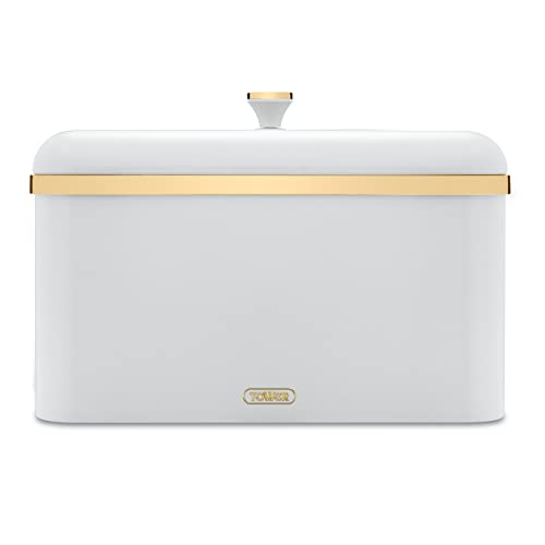 Tower Cavaletto Brotkasten mit abnehmbarem Deckel, großes Fassungsvermögen, robuster Stahlkörper, Optikweiß und Champagner-Gold, T826130WHT Tower Cavaletto Brotkasten mit abnehmbarem Deckel, großes Fassungsvermögen, robuster Stahlkörper, Optikweiß und Champagner-Gold, T826130WHT von TOWER