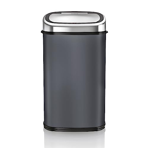 Tower T80902 Mülleimer mit Sensor - Automatischer Mülleimer mit Soft-Close-Funktion - Manuelle Öffnungsoption - Mülleimer 58 l in Dunkelgrau von TOWER