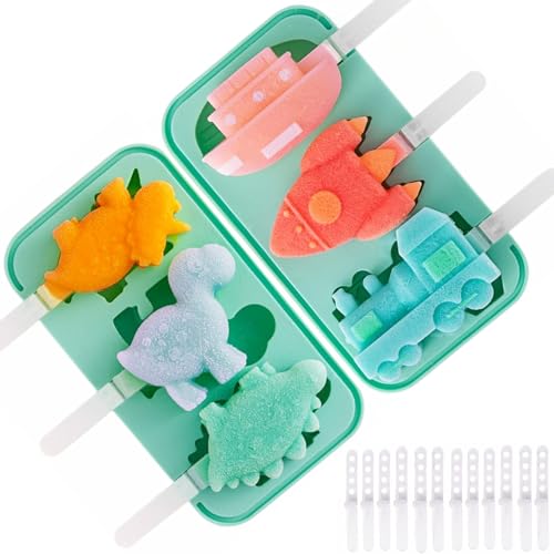 Eis am Stiel Formen Silikon, 2 Stück Eisformen mit 12 Sticks, Ice Lolly Mold Popsicle Set für Kinder und Erwachsene BPA Frei von TOWINGO