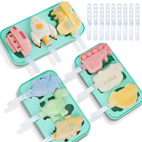 Eis am Stiel Formen Silikon, 3 Stück Eisformen mit 18 Sticks, Ice Lolly Mold Popsicle Set für Kinder und Erwachsene BPA Frei von TOWINGO