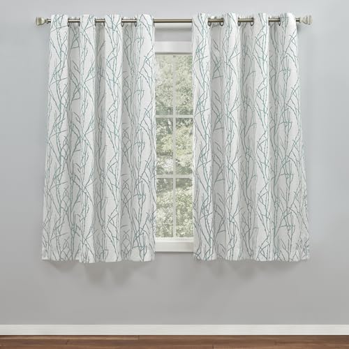 TOWN & COUNTRY BASICS Sohome Vorhänge aus Weide, durchscheinend, einfarbig, Leinenstruktur, Quasten, Grooment-Top, 2er-Pack, 137,2 x 160 cm, Minzgrün von TOWN & COUNTRY BASICS