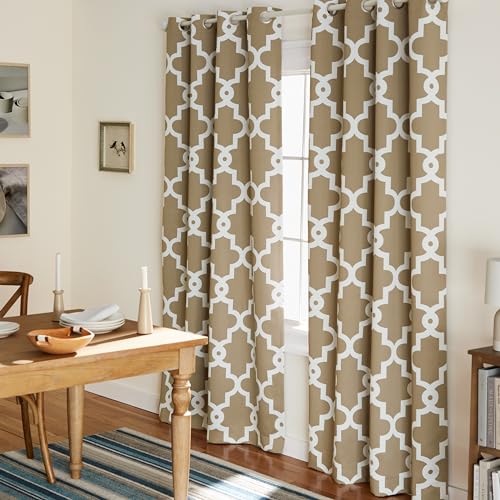 TOWN & COUNTRY EVERYDAY Exclusive Home Ironwork Verdunkelungsvorhang mit Ösen, 132,1 x 213,4 cm, Taupe, 2 Stück, Textil, W 52" x L 84" (2 Panels), 2 von TOWN & COUNTRY EVERYDAY