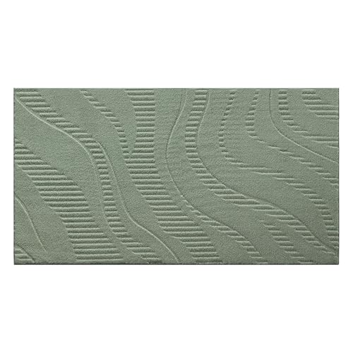 TOWN & COUNTRY EVERYDAY Lane Painterly Wave Everwash® Teppich, weicher Filz, maschinenwaschbar, mit Rutschfester Unterseite, moderner Teppich, Salbeigrün, 40 x 70 cm von TOWN & COUNTRY EVERYDAY
