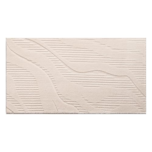 TOWN & COUNTRY EVERYDAY Lane Painterly Wave Everwash® Teppich, weicher Filz, maschinenwaschbar, mit Rutschfester Unterseite, moderner Teppich, Taupe, 40 x 70 cm von TOWN & COUNTRY EVERYDAY