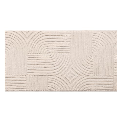 TOWN & COUNTRY EVERYDAY Stone Geo Curve Everwash® weicher Filz, maschinenwaschbar, mit Rutschfester Unterseite, geometrischer Teppich, Taupe, 40 x 70 cm von TOWN & COUNTRY EVERYDAY