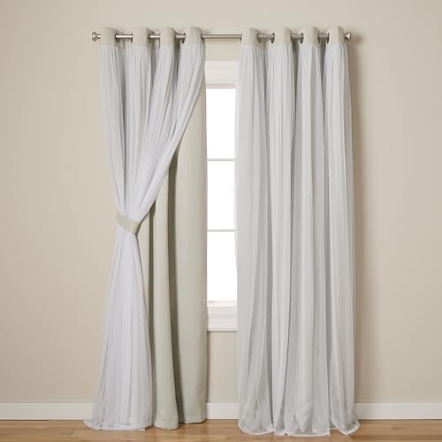 TOWN & COUNTRY LUXE Exklusive Home Curtains Catarina Vorhänge, mehrlagig, massiver Verdunkelungsvorhang und durchscheinender Fenstervorhang mit Tülloberfläche Maße: 52 x 108 cm 52x108 Wolkengrau von TOWN & COUNTRY LUXE