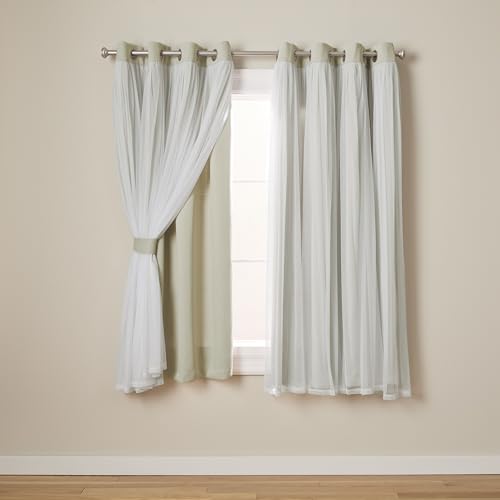 TOWN & COUNTRY LUXE Exklusive Home Curtains Catarina Vorhänge, mehrlagig, massiver Verdunkelungsvorhang und durchscheinender Fenstervorhang mit Tülloberfläche Maße: 52 x 63 cm 52x63 Sand von TOWN & COUNTRY LUXE