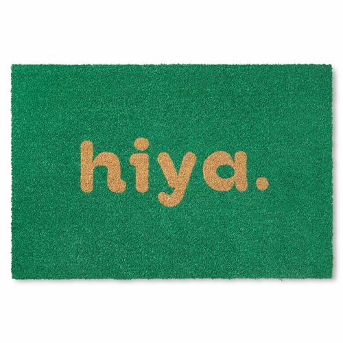 TOWN & COUNTRY TERRA Hiya Fußmatte, lackiert, natürliche Kokosfaser, schwer, rutschfest, 61 x 91,4 cm, Grün von TOWN & COUNTRY TERRA