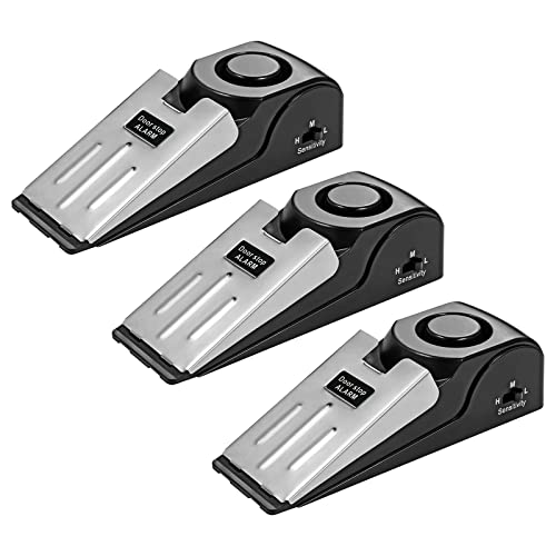Türstopper Alarm Alarm Keil für Tür Türstopper mit Rutschfestem Gummi und Alarm mit 120dB (3Packung) von TOWODE