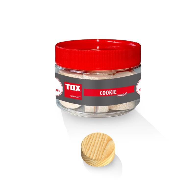 TOX Cookie Wood Holzscheiben Holzstopfen Querholzplättchen aus Fichtenholz 40mm - 15 Stück von TOX-DÜBEL-TECHNIK GmbH
