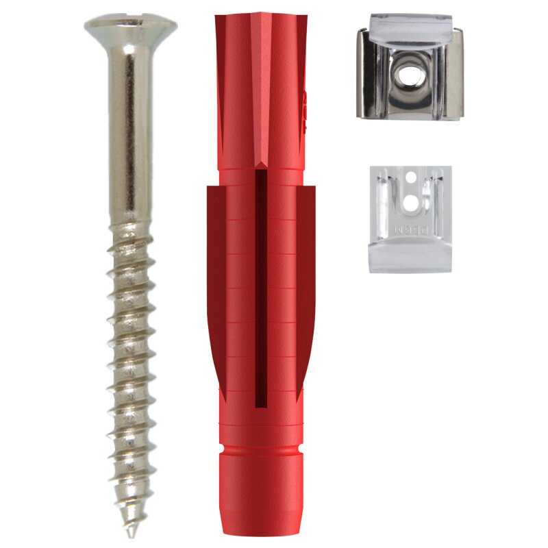 TOX Spiegelbefestigung Look mit Dübeln Schrauben und Metallklammern - 4er Pack von TOX-DÜBEL-TECHNIK GmbH