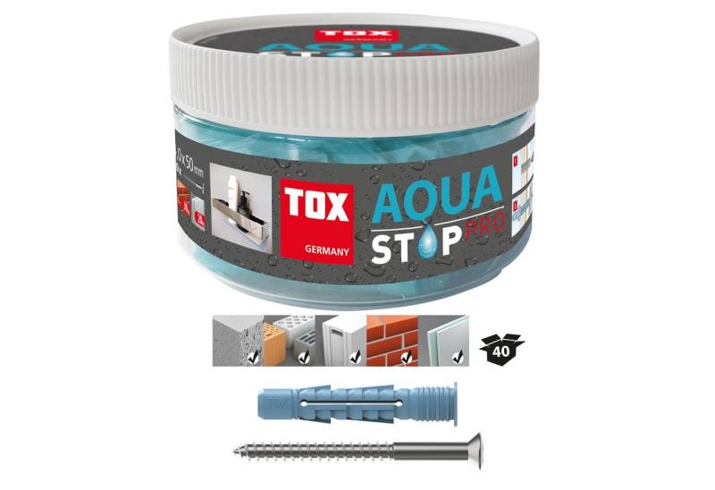 TOX-DÜBEL-TECHNIK Schrauben- und Dübel-Set AQUA STOP Pro, Allzweckdübel mit Schraube für Dusche u. Bad, (40 St), Aqua-Stop Dübel von TOX-DÜBEL-TECHNIK