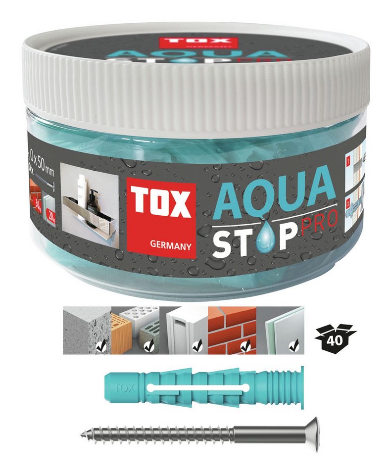 TOX-DÜBEL-TECHNIK Universaldübel, (20 Stück), Dübel Aqua Stop Pro 8/50+Schr.in Runddose á20 von TOX-DÜBEL-TECHNIK
