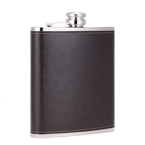 18 oz Coffee Color Stainless Steel Large Capacity Whiskey Liquor Hip Flask with Leather Wrapped, TOX TANEAXON 18 oz Coffee Color Stainless Steel Large Capacity Whiskey Liquor Hip Flask with Leather Wrapped, TOX TANEAXON von TOX TANEAXON
