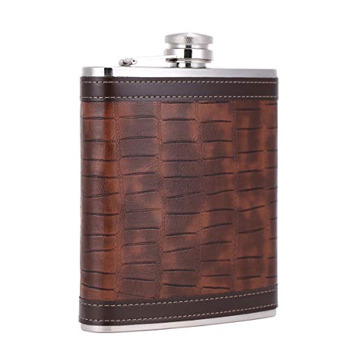 Flachmann mit Krokodilleder-Muster, Edelstahl, 510 ml/18 oz, große Kapazität, für Whiskey, Likör, mit PU-Leder umwickelt, TANEAXON Flachmann mit Krokodilleder-Muster, Edelstahl, 510 ml/18 oz, große Kapazität, für Whiskey, Likör, mit PU-Leder umwickelt, TANEAXON von TOX TANEAXON