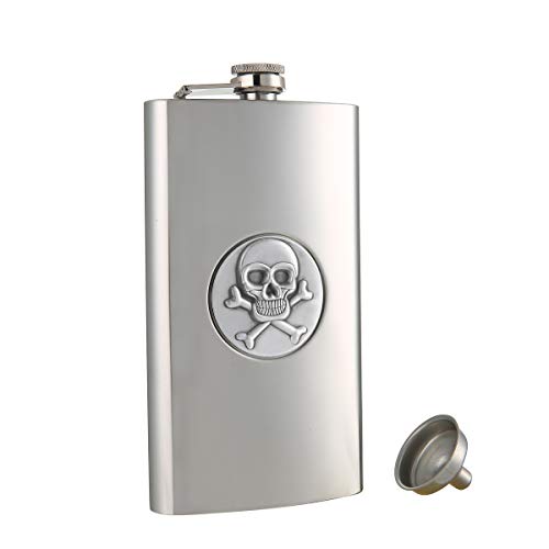 TANEAXON Flachmann mit Totenkopf-Muster, 340 ml, mit Trichter und Box, Edelstahl, auslaufsicher TANEAXON Flachmann mit Totenkopf-Muster, 340 ml, mit Trichter und Box, Edelstahl, auslaufsicher von TOX TANEAXON
