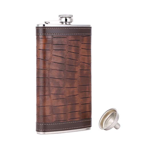 TANEAXON Flachmann mit Trichter und Box, 340 ml, Krokodilleder-Muster, für Whiskey, Likör, aus PU-Leder, mit Trichter und Box, Edelstahl und auslaufsicher TANEAXON Flachmann mit Trichter und Box, 340 ml, Krokodilleder-Muster, für Whiskey, Likör, aus PU-Leder, mit Trichter und Box, Edelstahl und auslaufsicher von TOX TANEAXON