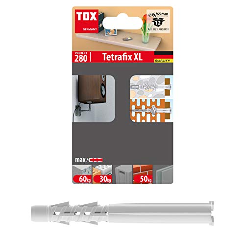 TOX Allzweck-Rahmendübel Tetrafix XL 6x65 mm, 12 Stück, 021700051 von TOX