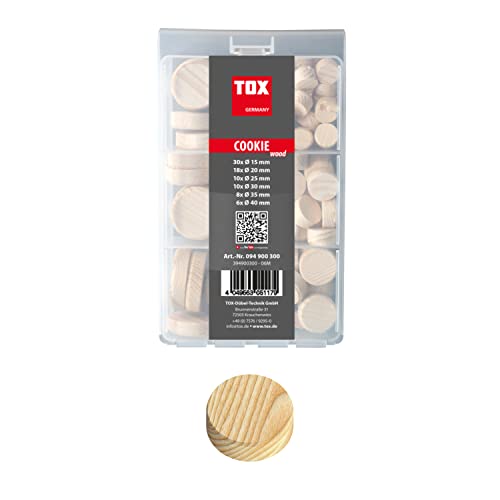 TOX Miniset Cookie Wood mit Querholzplättchen aus Fichtenholz zum Reparieren und Ausbessern von fehlerhaften Stellen im Holz in verschiedenen Größen, 1x Box, 094900300 von TOX