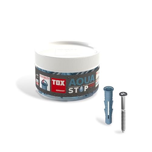 TOX Aqua Stop Pro, abdichtender Allzweckdübel 6/38 für Befestigungen an gefliesten Wänden und Böden, aus HDPE-Spezialkunststoff, mit Schraube 4x50 mm, 014271011 von TOX