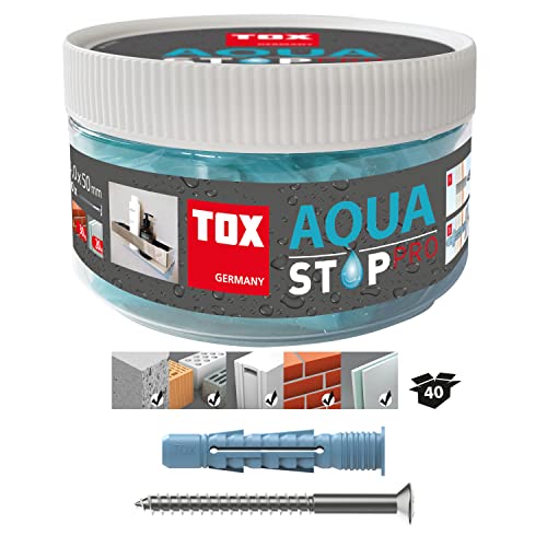 TOX Aqua Stop Pro, abdichtender Allzweckdübel 6/38 für Befestigungen an gefliesten Wänden und Böden, aus HDPE-Spezialkunststoff, mit Schraube 4x50 mm, 014271011 von TOX