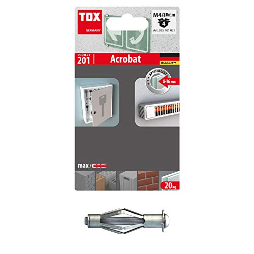 TOX Metall-Hohlraumdübel Acrobat M4x38 mm, 4 Stück, 035701031 von TOX