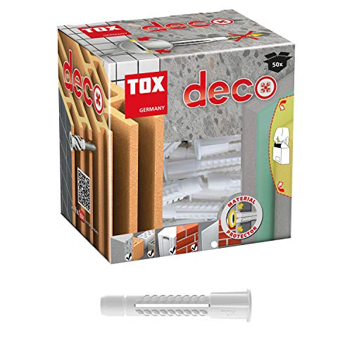 TOX Allzweckdübel mit Kragen Deco 10 x 66 mm, Dübel für fast alle Baustoffe, 50 Stück, 016100081 von TOX