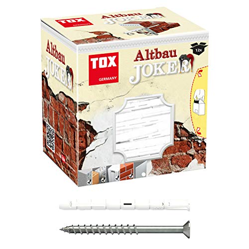 TOX Allzweck-Spreizdübel Altbaujoker 8 x 90 mm + Schraube, Spezialdübel für den Altbau, sichere Befestigung in bröseligen und porösen Baustoffen, Vorsteckmontage, 12 Stück im Karton, 009101251 von TOX