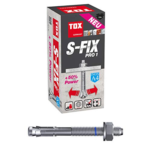 TOX Bolzenanker S-Fix Pro 1 Edelstahl A4 M12 x 110/10 mm, 25 Stück, 040171141 von TOX