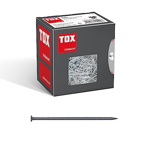 TOX Drahtstifte Nails 2,5x60 mm mit Senkkopf für einfache Holzverbindungen und ebene Flächen, universelle Einsatzmöglichkeit im Innen- und Außenbereich, blanker Stahl, 400 g im Karton, 063100108 von TOX