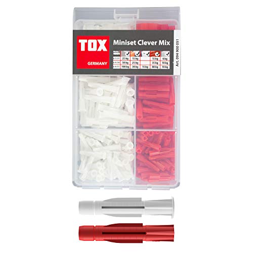 TOX Miniset Clever Mix mit Allzweckdübel TRI und TRIKA in den Dübelgrößen ø 5, 6 und 8 mm, Dübelsortiment für fast alle Baustoffe und die häufigsten Befestigungsprojekte, 215-tlg., 094900051 von TOX