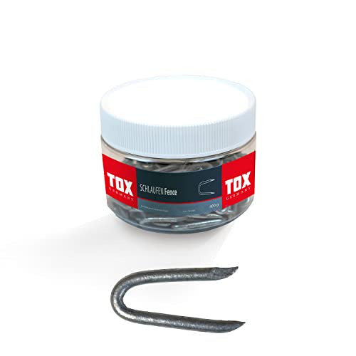 TOX Fence Drahtschlaufen, Stahlkrampen für Drahtbefestigung, U-förmig, feuerverzinkt, 2,0 x 20 mm, 1 Dose, 400 g (440 Stk.), 063260101 von TOX