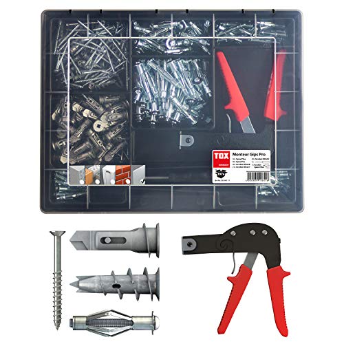TOX Hohlraumdübel - Sortiment Monteur Gips Pro 197 tlg., mit den wichtigsten Gipskartondübeln und den passenden Schrauben, inkl. Montagezange und Schraubendreher, 03590111 von TOX