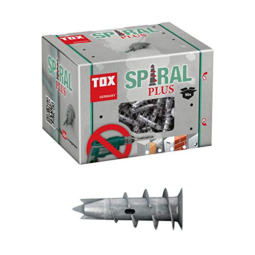 TOX Plasterboard dowel, KT Inhalt: 50 Stück Gipskartondübel Spiral Plus 37, 32 mm, Grau, 4,5 x 32 mm von TOX