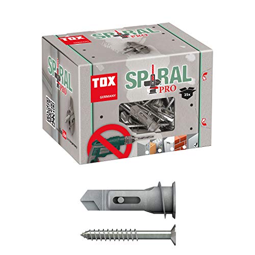 TOX Gipskartondübel Spiral Pro 39-5 + Schraube mit PZ2-Antrieb, Dübellänge 39 mm, für einlagige Gipskartonplatten und Gipsfaserplatten, ohne Vorbohren in Gipskarton, 25 Stück im Karton, 068101051 von TOX