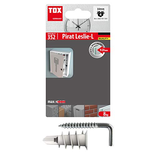 TOX Hakendübel Pirat-Leslie-L mit Gipskartondübel Spiral, 4 Stück, 068701501 von TOX