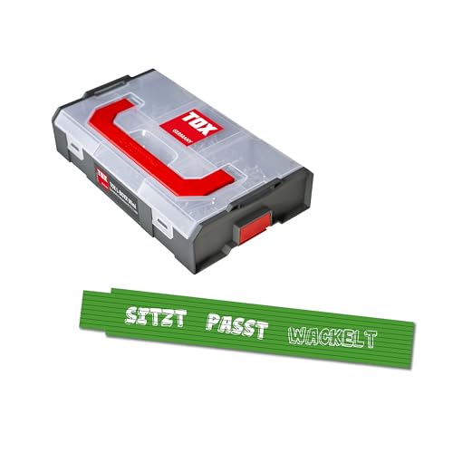 TOX L-BOXX Mini Spanplattenschrauben-Set 4,5 und 5 mm (260-tlg.), TX-Antrieb + Meterstab 2m in Grün mit Aufdruck, Holzschrauben in 6 Größen in anpassbarer und verklickbarer Sortierbox, 094909170 von TOX