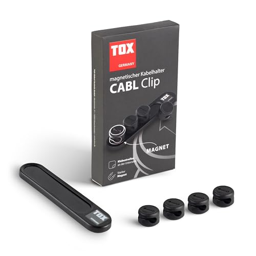 TOX Magnetischer Kabelhalter CABL Clip, für 8 Kabel, mit Magnet oder Klebestreifen für glatte Oberflächen, einfaches Kabelmanagement im Arbeitsbereich, 1 Stück in der Schachtel, 099100001 von TOX