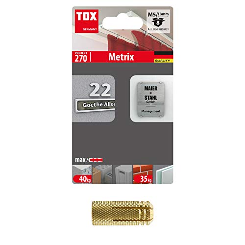 TOX Messing-Spreizdübel Metrix M5x18 mm, 8 Stück, 026700021 von TOX