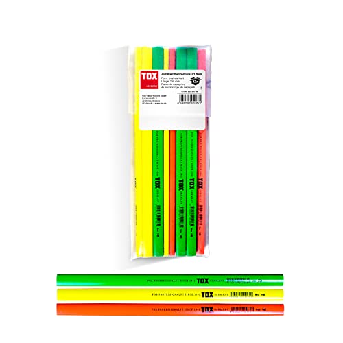 TOX Neo Zimmermannsbleistift, oval-vierkant, Neonfarben, Härtegrad medium, für Strichbreiten von 1 – 2 mm, ungespitzt, 250 mm lang, 09790106 TOX Neo Zimmermannsbleistift, oval-vierkant, Neonfarben, Härtegrad medium, für Strichbreiten von 1 – 2 mm, ungespitzt, 250 mm lang, 09790106 von TOX