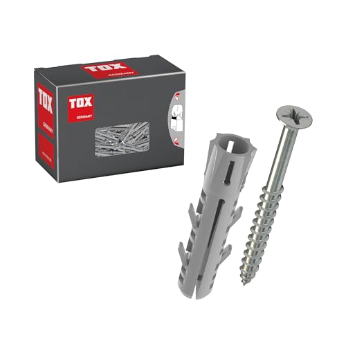 TOX Spreizdübel Barracuda 10/50 + S, Dübel inkl. Schraube (Sechskant) und U-Scheibe, für Vollstein und Beton, sehr hohe Haltewerte, einfache Montage, 8 Stück im Karton, 01319173, Grau von TOX