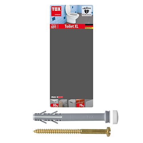 TOX Stand-WC-Befestigung Toilet XL 8x80, kleine Abdeckkappen weiß, graue Spreizdübel mit Schaft und Aufnahme für kleine Abdeckkappen, Messingschrauben 6x85, 2 Stück im Blister, 045701391 TOX Stand-WC-Befestigung Toilet XL 8x80, kleine Abdeckkappen weiß, graue Spreizdübel mit Schaft und Aufnahme für kleine Abdeckkappen, Messingschrauben 6x85, 2 Stück im Blister, 045701391 von TOX