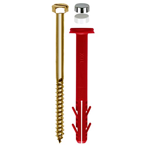 TOX WC - Befestigung Toilet XL Cap 8 x 80 mm, je 2 Stück Dübel, Schrauben messing und Abdeckkappen, weiß/chrom, 045701341 TOX WC - Befestigung Toilet XL Cap 8 x 80 mm, je 2 Stück Dübel, Schrauben messing und Abdeckkappen, weiß/chrom, 045701341 von TOX