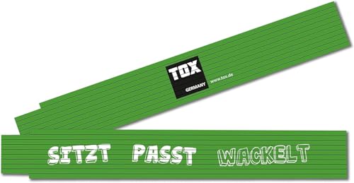 TOX Zollstock M 2m in grün - Meterstab mit Aufdruck Sitzt Passt Wackelt - Gliedermaßstab aus Buchenholz mit Winkelmessfunktion und farbigen Dezimalzahlen - Genauigkeitsklasse III - 9969003-1 Stück TOX Zollstock M 2m in grün - Meterstab mit Aufdruck Sitzt Passt Wackelt - Gliedermaßstab aus Buchenholz mit Winkelmessfunktion und farbigen Dezimalzahlen - Genauigkeitsklasse III - 9969003-1 Stück von TOX