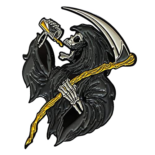 TOXI Drinking Reaper Emaille Pin Gothic Death Love Kaffee Brosche Spooky Spirt Badge Chilly Art Accessoire Halloween Kostüm Schmuck Geschenk von TOXI