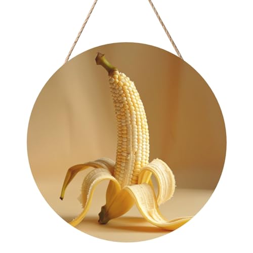 Door Sig Personalisiertes Willkommensschild, Holzschild für Haustür, Bananen von Maisohren, Holzschilder, unlackiertes Holzschild mit Schnur, Heimdekoration, Gartenschild für Garten, Hof von TOXOCMDKLE